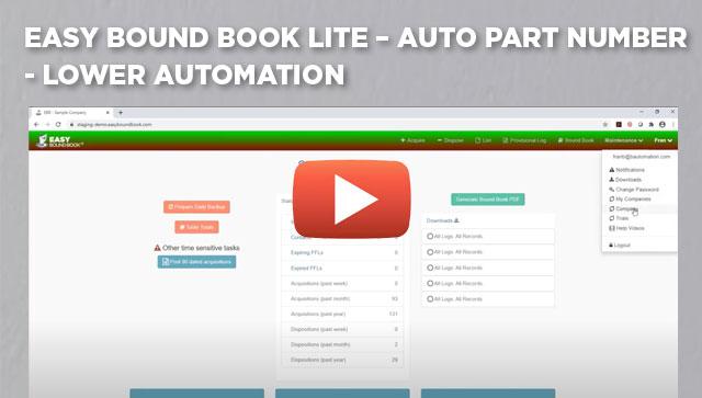 Easy Bound Book Lite - Auto Part Number - Lower Automation
