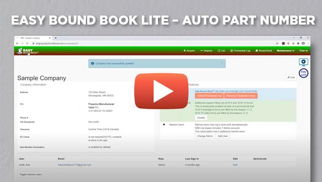 Easy Bound Book Lite - Auto Part Number Video